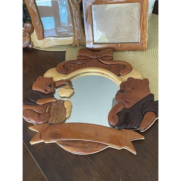 Vintage Winnie The Pooh Disney 3D Wood Frames Mirror SET of 3 - Picture 3 of 8